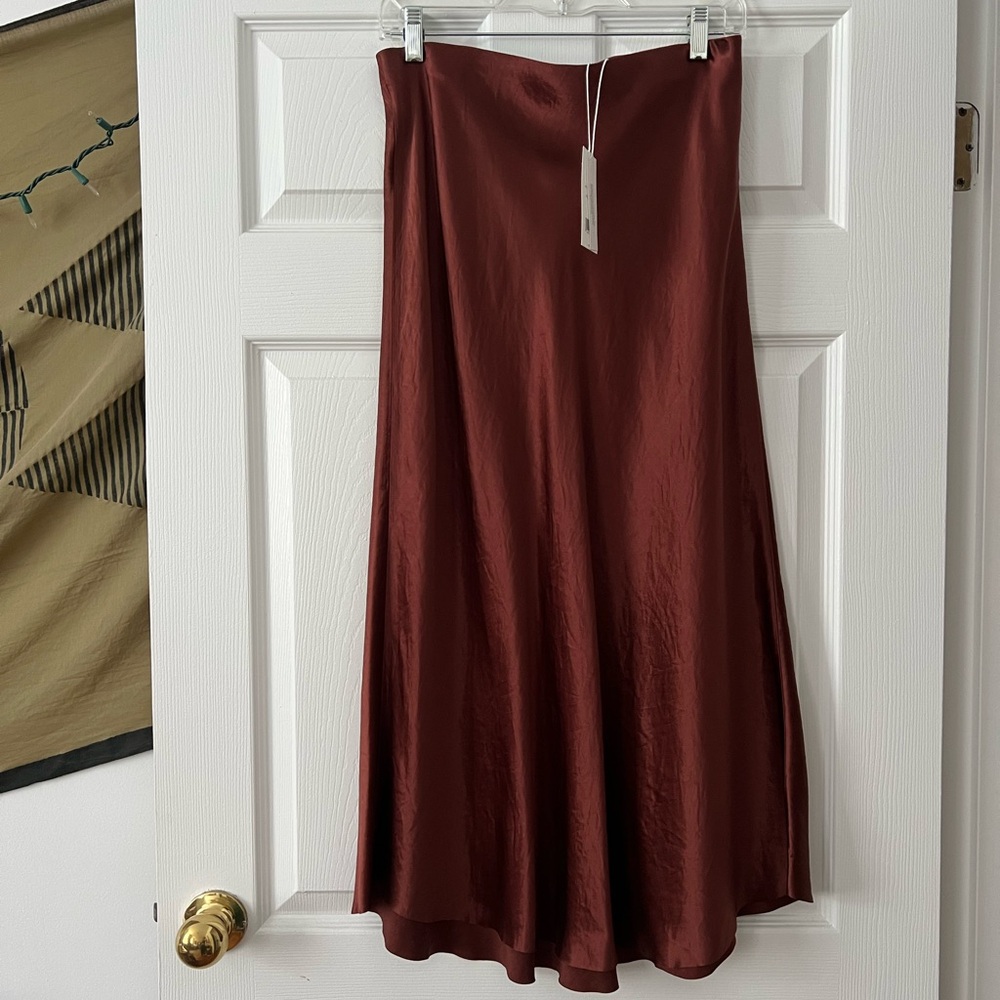 Vince | Satin Midi Skirt | Cinnamon Stick | Small